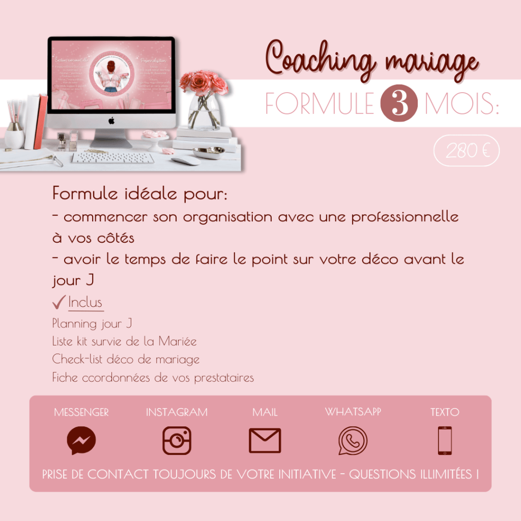 Formule coaching mariage 3 mois de CMQLF