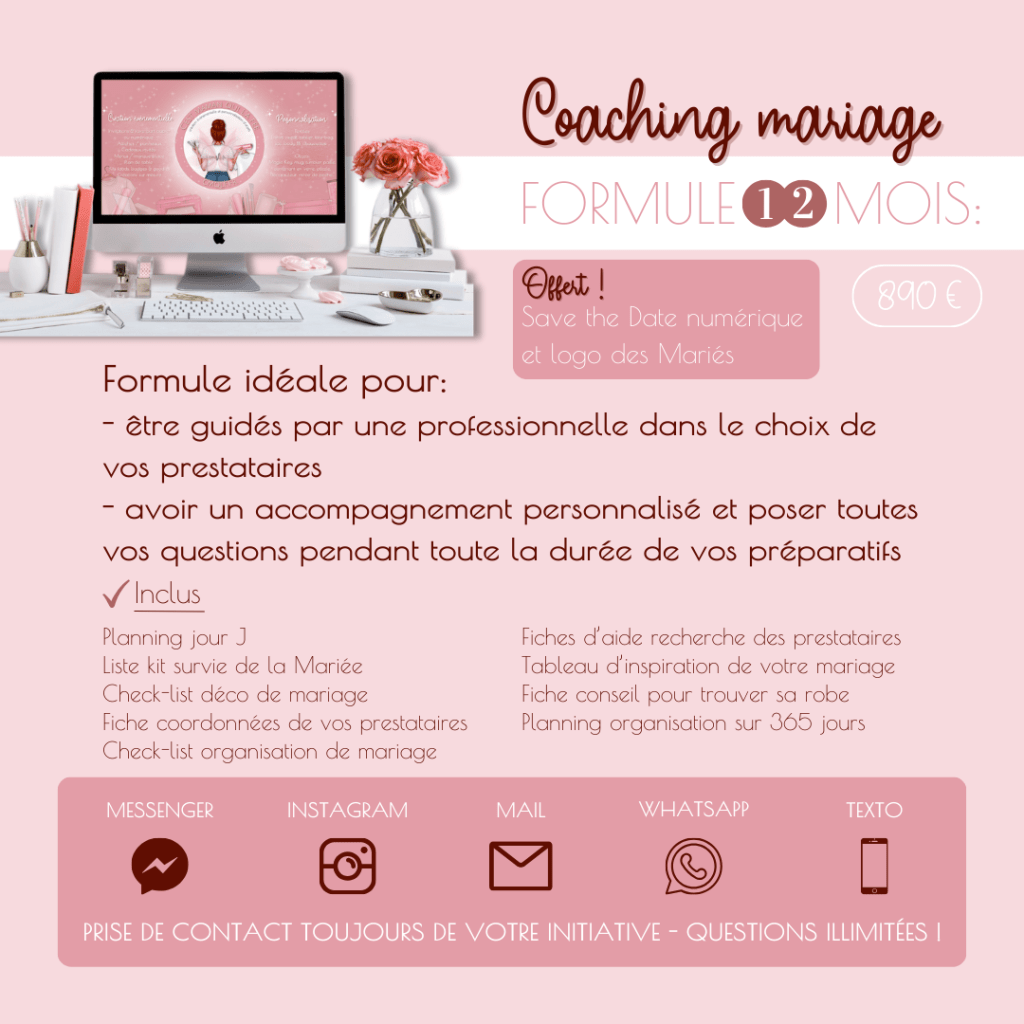 Formule coaching mariage 12 mois de CMQLF