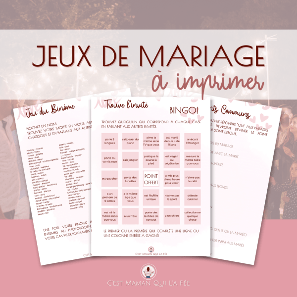 Kit de 4 jeux à imprimer pour animer un mariage
