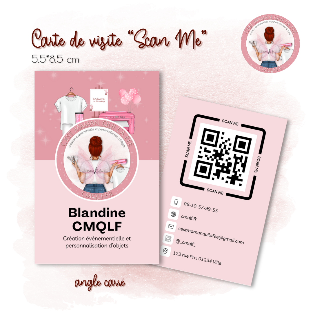 modèle de carte de visite sur mesure pour micro entreprise avec QR code CMQLF