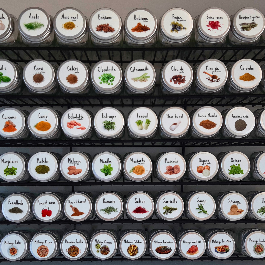 Kit 72 stickers pour pots à épices